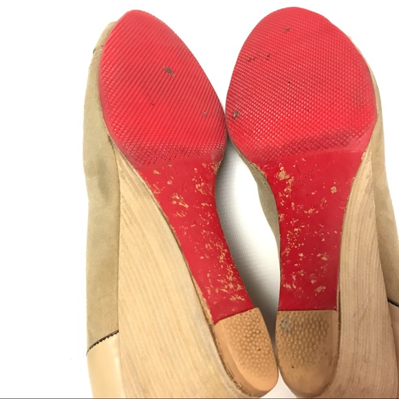Christian Louboutin Women Wedge Suede Heels 7.5 - Picture 6 of 8
